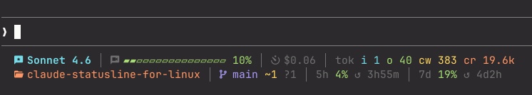 A screenshot of the rendered status line