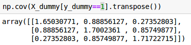 Covariance matrix with 3 features.